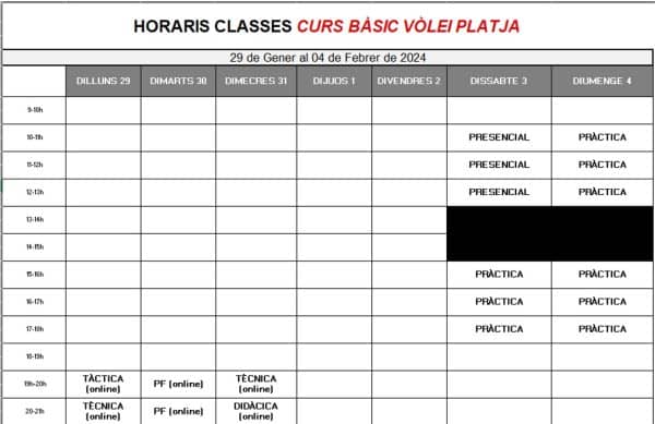 Cronograma Curs Entrenador N1 Platja 600x389