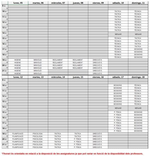 Cronograma Curs Entrenador N2 574x600